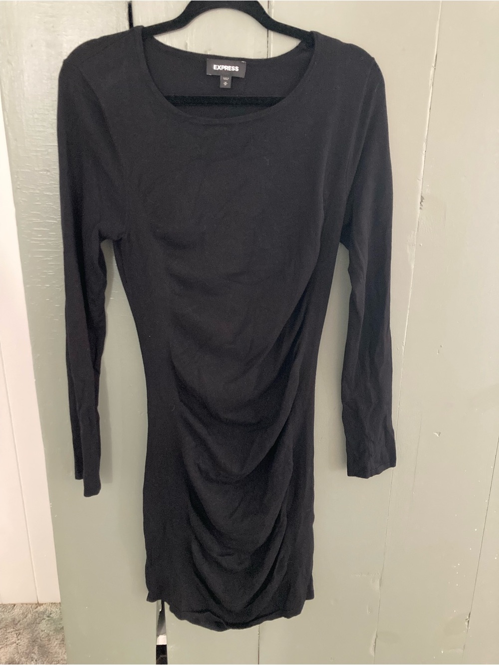 Express Black Long Sleeve Ruched Bodycon Dress
